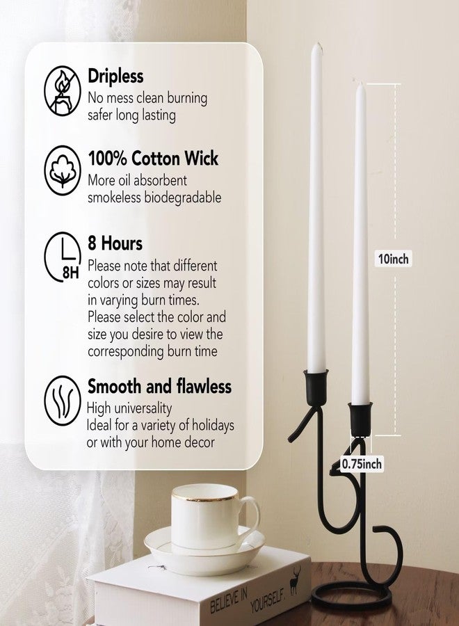 Pickood 10-Inch Tall Unscented Dripless Taper Candles Bulk 30 Pack - White Taper Candles Bulk, Perfect for Wedding, Dinner - Smokeless, 6-8 Hour Long Burning - Colored Candlesticks Bulk - White - Image 2